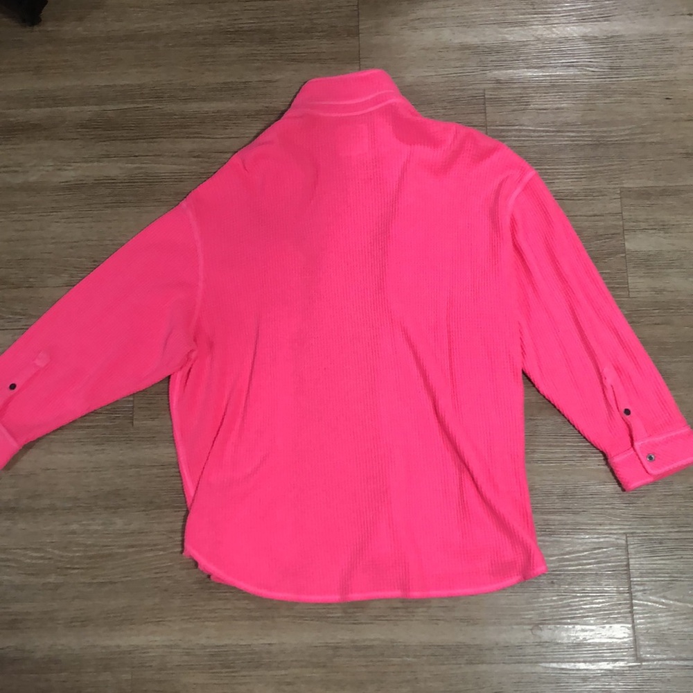 Aerie Hot Pink Waffle Knit Shirt L - Picture 4 of 4